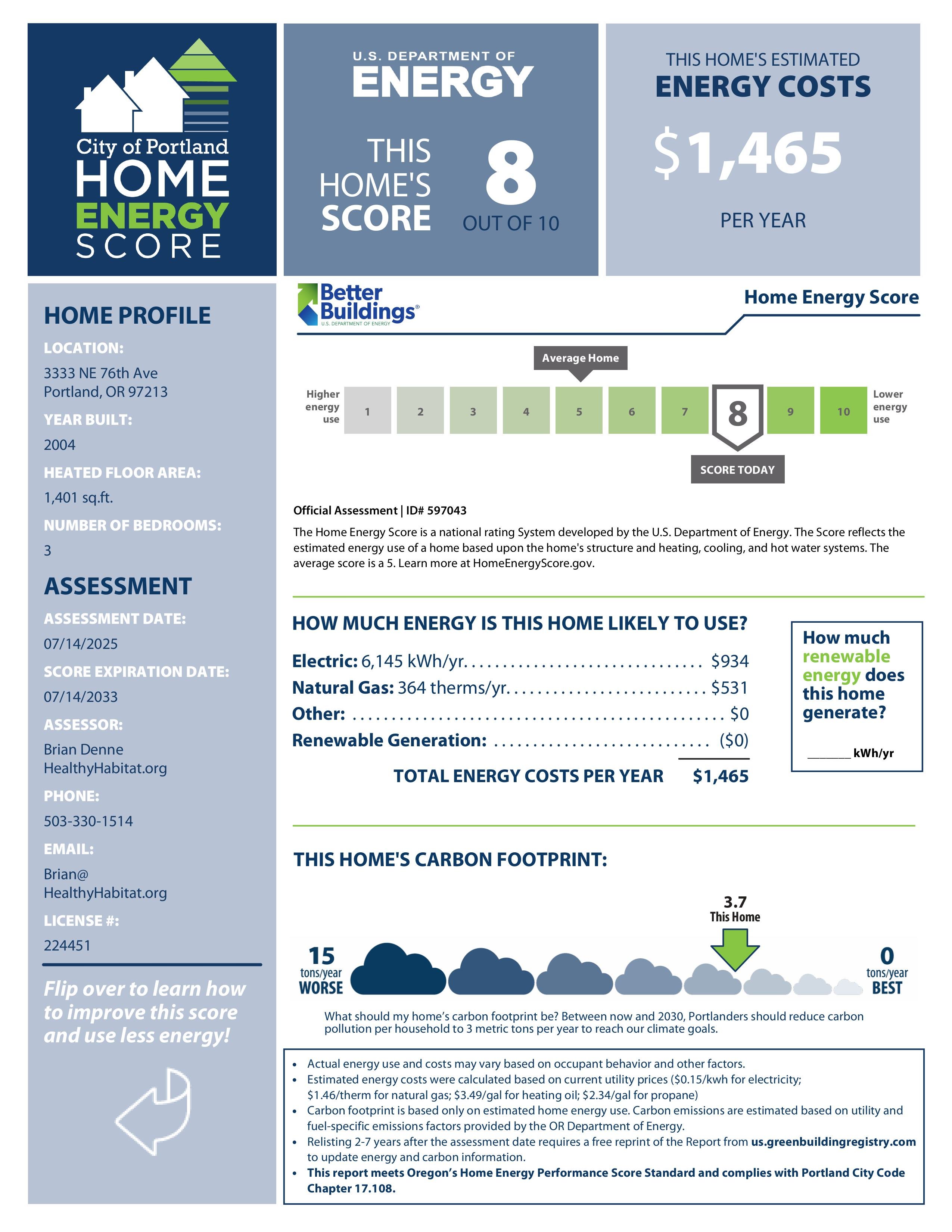 Portland Home Energy Score